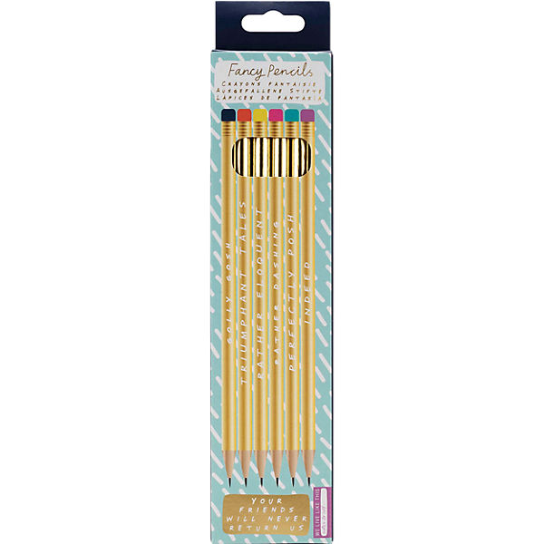 6-tlg. Goldenes Bleistift Set "Notes To Self" mit Sprüchen