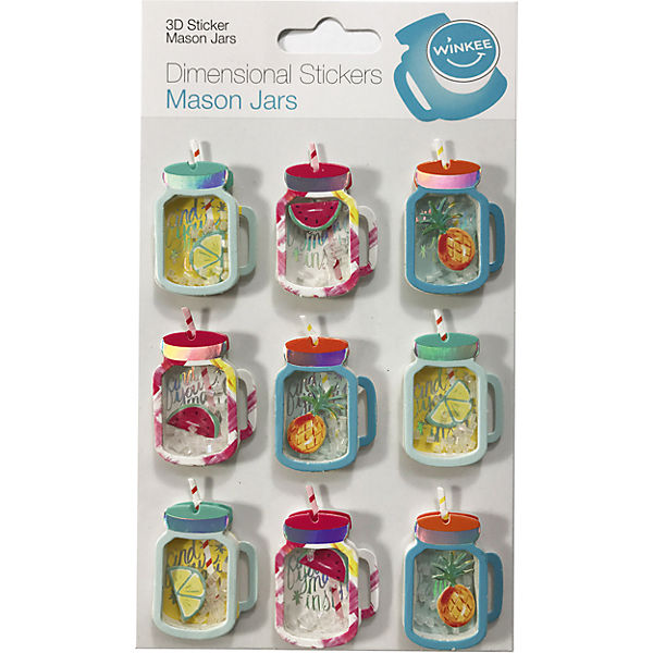 9-tlg. 3D Sticker Set "Tropical Jars"