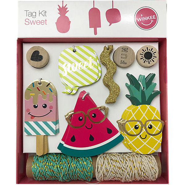 55-tlg. Geschenk-Anhänger Set "Sweet" mit Stempel & Kordel