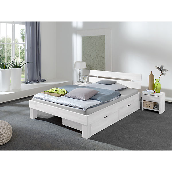 Bettkastenset JULIA, Buche massiv, weiß gewaschen, 80 x 50 cm