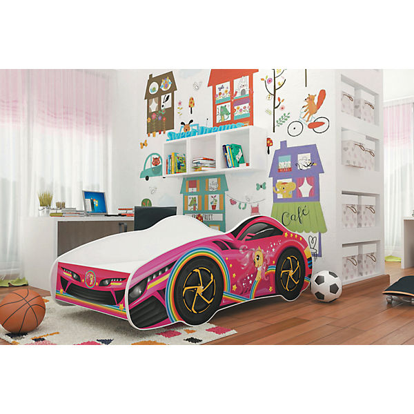Autobett CAR inkl. Lattenrost und Matratze, pink/rosa, 70 x 140 cm