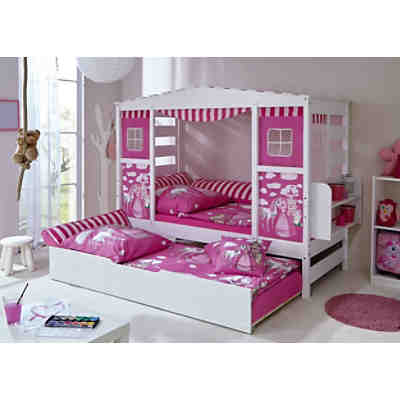 Hausbett Pferde Prinzessin mit Zusatzbett, Kiefer massiv, rosa, 90 x 200 cm 2