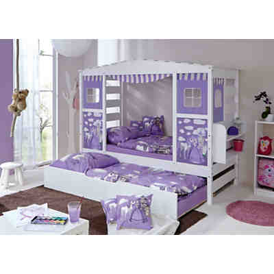 Hausbett Pferde Prinzessin mit Zusatzbett, Kiefer massiv, lila, 90 x 200 cm 2
