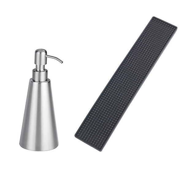 2-tlg. Spülbecken-Abtropfmatte & Seifenspender Set