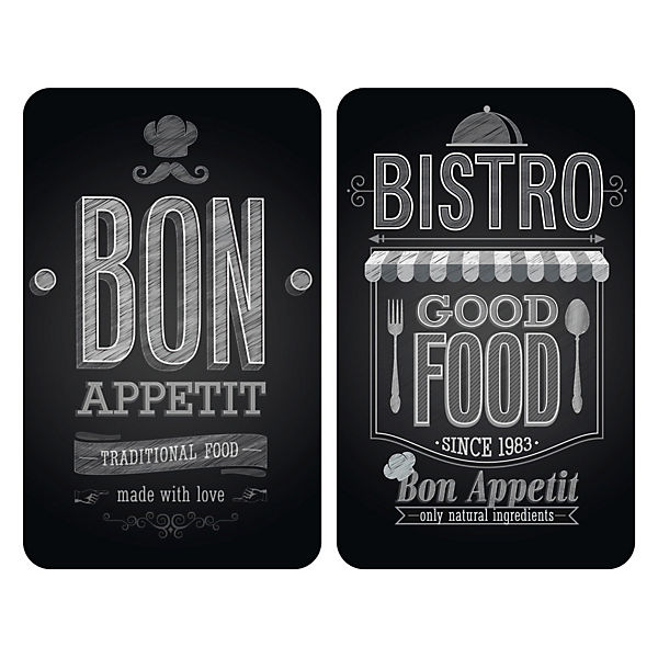 2-tlg. Herdabdeckplatten Set "Bon Appetit"