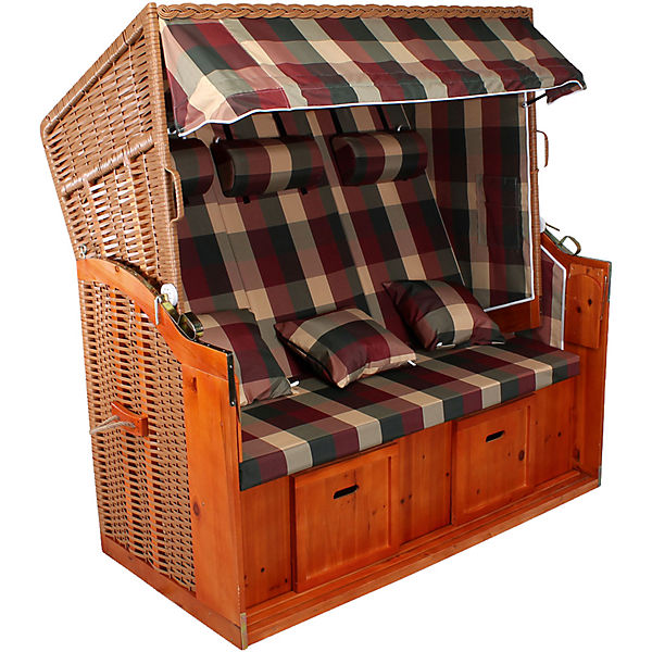 Rattan Strandkorb "Welle" L156 x B80 cm