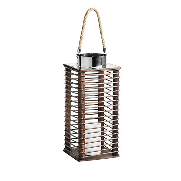 Laterne "Rattan" mit LED Kerze, batteriebetrieben, 17x17x39 cm