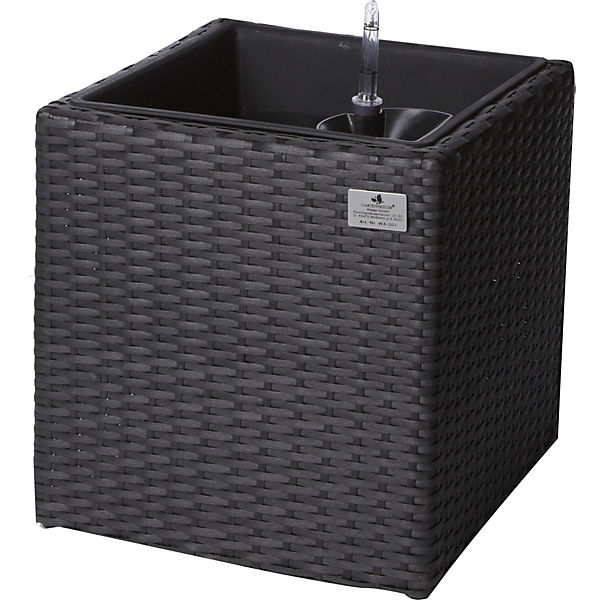 Polyrattan Pflanzkübel mit Bewässerungssystem 36x36x36 cm