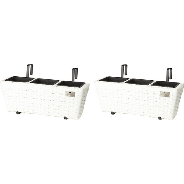 2er-Set Polyrattan Balkonkästen inkl. Aufhängung