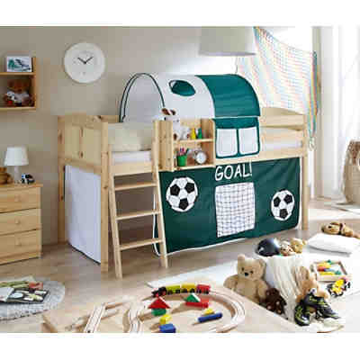 Hochbett Eric Country, Kiefer massiv, natur lackiert, Goal, 90 x 200 cm