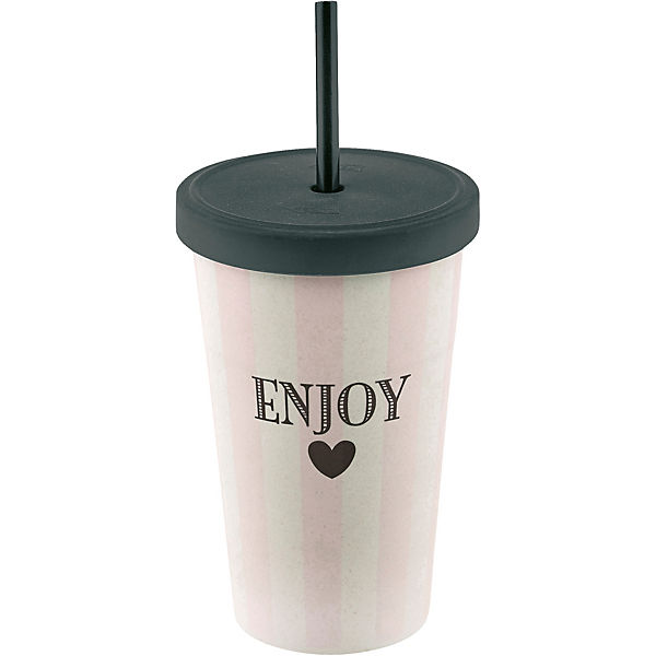 Trinkbecher "Enjoy" mit Strohhalm