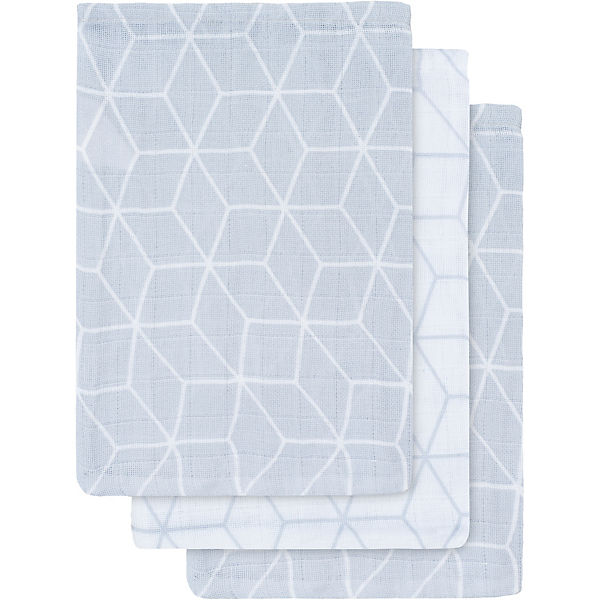 Mull Waschlappen Graphic grau 3er Pack