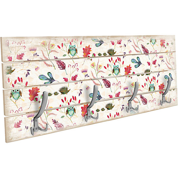 Holz Wand Garderobe "Wäldchen" mit 4 Haken