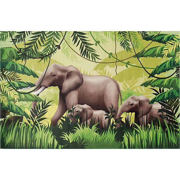 Kinderteppich Elefanten Familie, 110 x 170 cm
