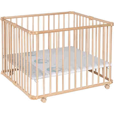 Laufgitter Lucilee, Buche massiv, klappbar, natur lackiert, 94,5 x 102 cm