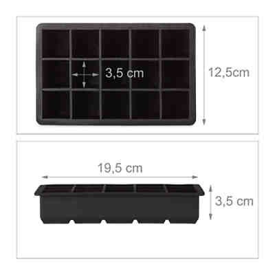 3x Eiswürfelform Silikon Eiswürfelbehälter schwarz 3,5 cm Eiswürfel Eisbehälter 2
