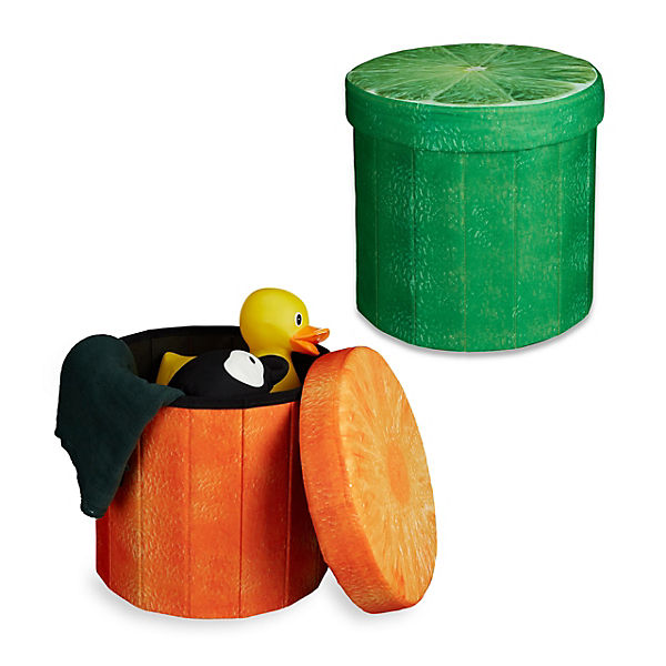 2er-Set Sitzhocker "Limette-Orange"