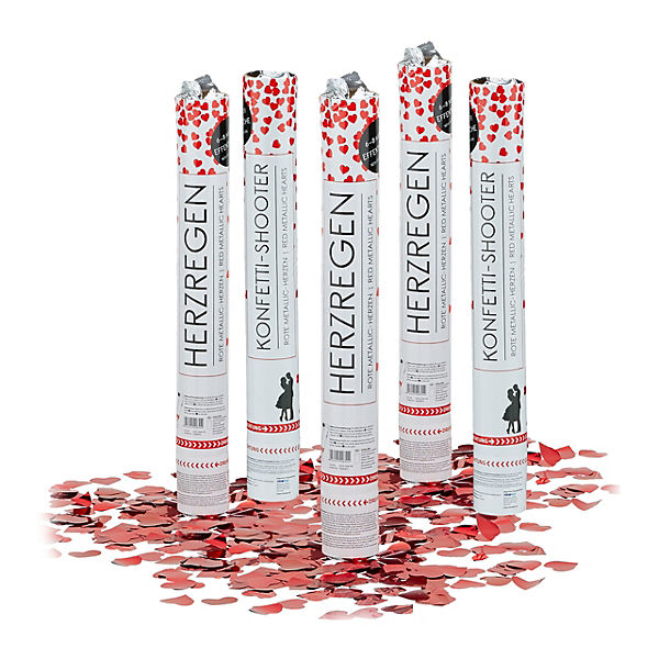 5er Party-Popper-Set "Rotregen"