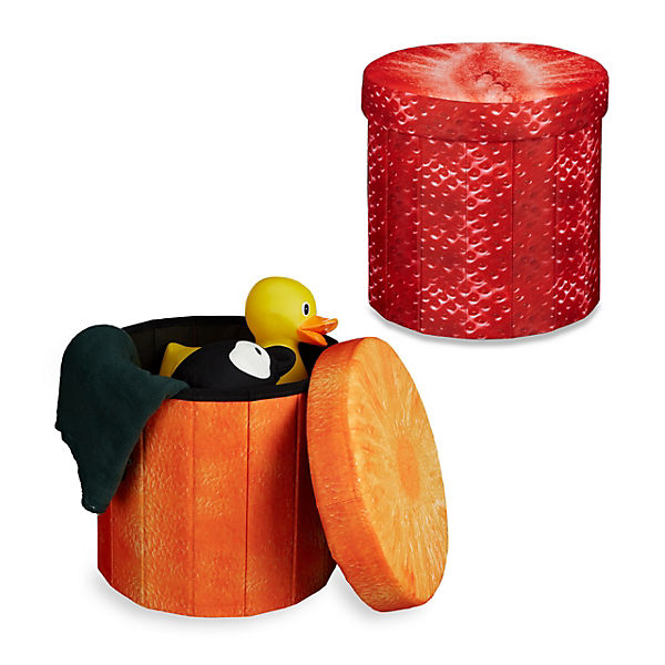2er-Set Sitzhocker "Erdbeere-Orange"