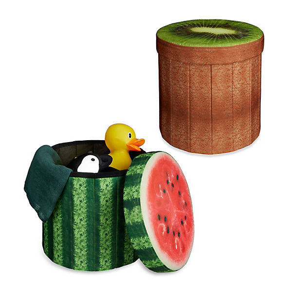 2er-Set Sitzhocker "Melone-Kiwi"