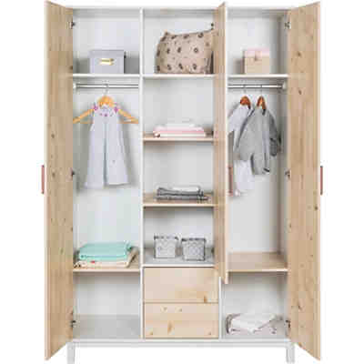 Kleiderschrank Timber Pinie, 3-türig, weiß/grau lackiert, Holznachbildung Henson Pinie 2