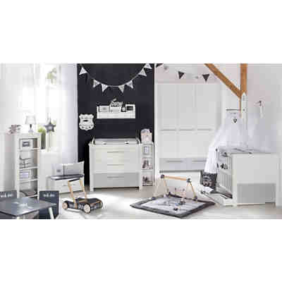 Komplett Kinderzimmer Linus, 3-tlg. (Kinderbett, Wickelkommode und Kleiderschrank), weiß/grau 2