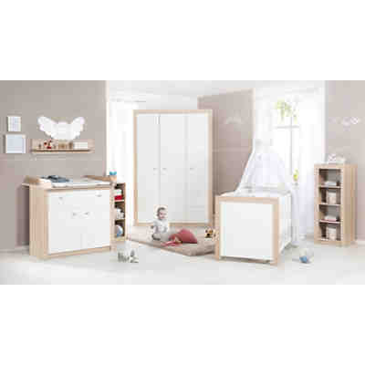 Komplett Kinderzimmer Leni 2, 3-tlg. (Kinderbett, Wickelkommode und Kleiderschrank 2-türig), weiß