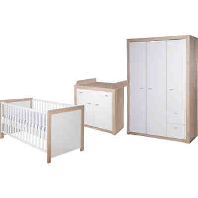 Komplett Kinderzimmer Leni 2, 3-tlg. (Kinderbett, Wickelkommode und Kleiderschrank 2-türig), weiß 2