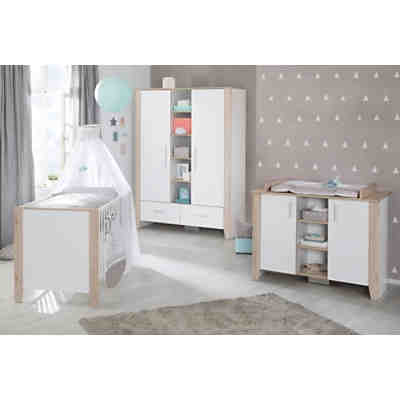 Komplett Kinderzimmer Sam, 3-tlg. (Kinderbett, Wickelkommode und Kleiderschrank 2-türig), weiß