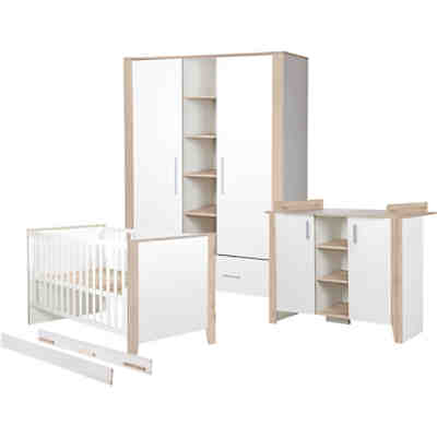 Komplett Kinderzimmer Sam, 3-tlg. (Kinderbett, Wickelkommode und Kleiderschrank 2-türig), weiß 2