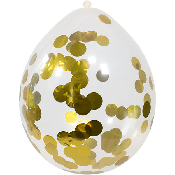 Konfetti Ballons gold, 4 Stück