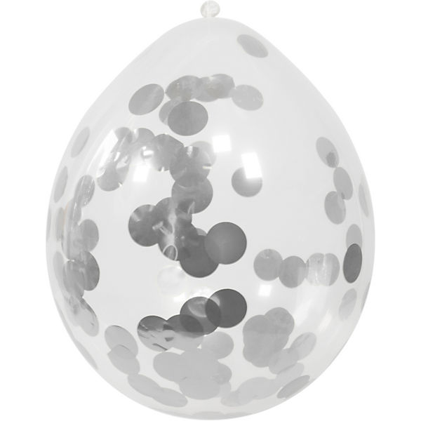 Konfetti Ballons silber, 4 Stück