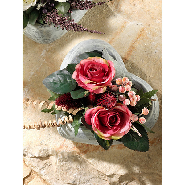 Kunst-Gesteck mit Rosen, Höhe 20 cm