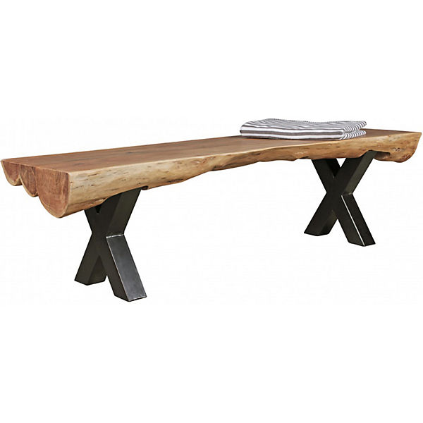 Akazie Massivholz & Metall Bank "Baum" 170x46x46 cm