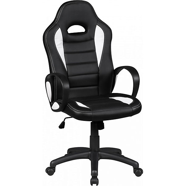 Kunstleder Bürostuhl mit Wippmechanik, höhenverstellbar, mit Rollen