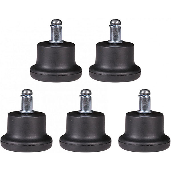 5er Set Design Kunststoff Bodengleiter / Fußgleiter für Bürostuhl rund Schwarz 11 mm