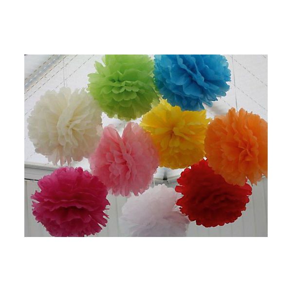 Seidenpapierpompons weiss, 3 Stück