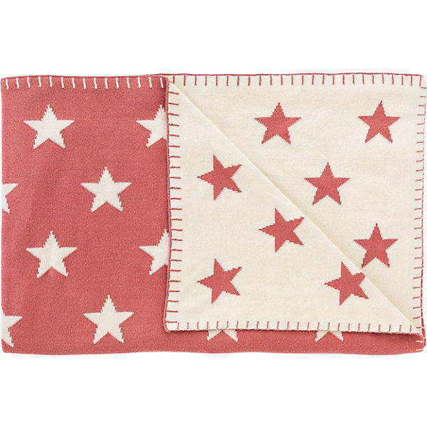 Strickdecke Big Stars, sunset red, 95 x 120 cm