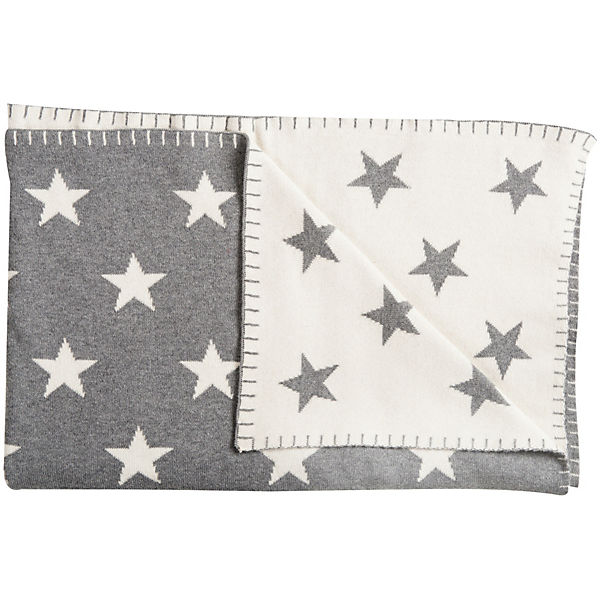 Strickdecke Big Stars, grau, 9 5x 120 cm
