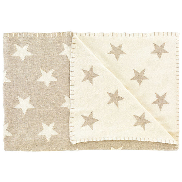 Strickdecke Big Stars, melange beige, 95 x 120 cm