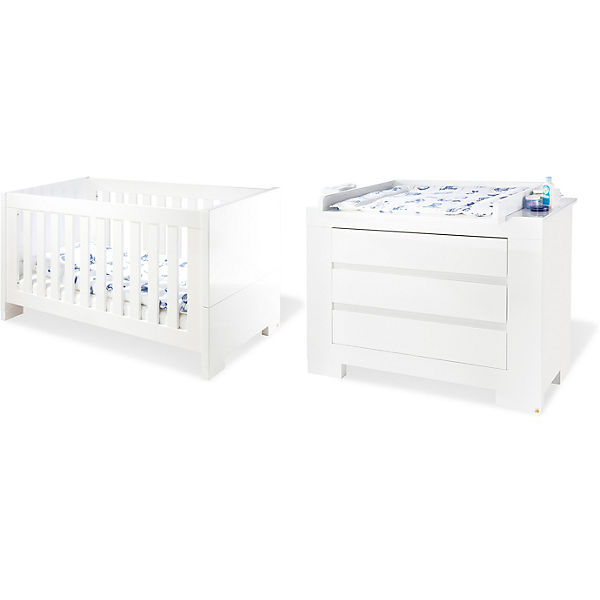 Sparset ARCTICA, 2-tlg., (Kinderbett und Wickelkommode), weiß
