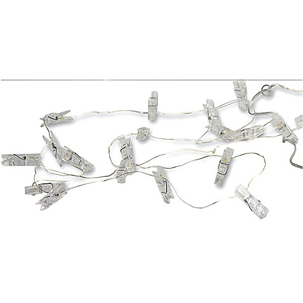 LED-Lichterkette m.20 Holzklammern