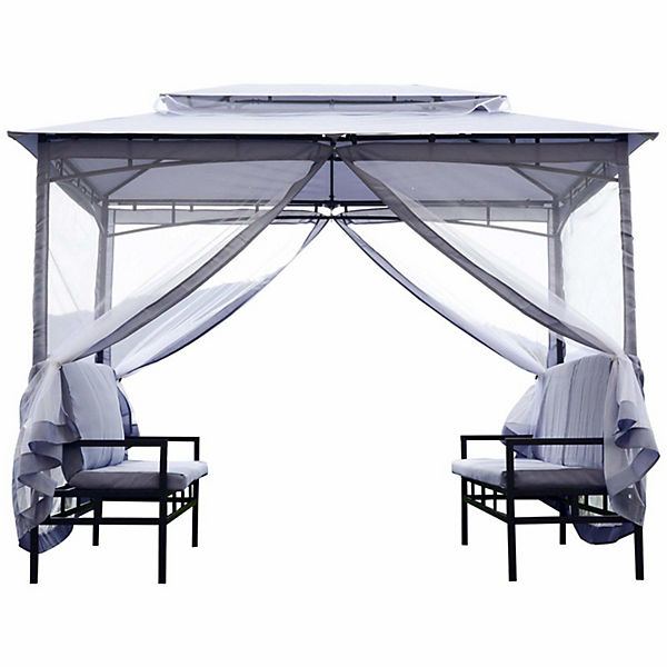 Pavillon mit Sitzbank und Seitenwänden 2x2,90x2,45 m