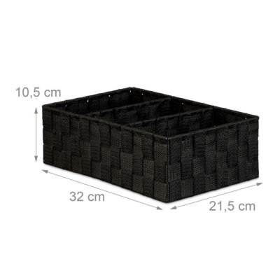 Aufbewahrungskorb mit 3 Fächern, schwarz, relaxdays | yomonda