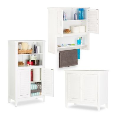 3 Tlg Badschrank Set Waschbeckenunterschrank Hangeschrank Badezimmerschrank Weiss Weiss Relaxdays Yomonda