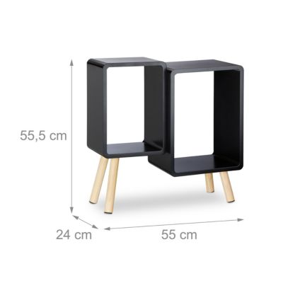Würfelregal 2 Fächer aus Holz, schwarz, relaxdays | yomonda