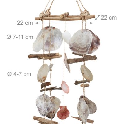 Treibholz Windspiel mit Muscheln, beige, relaxdays yomonda