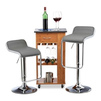 Barhocker 2er Set höhenverstellbar, grau, relaxdays | yomonda