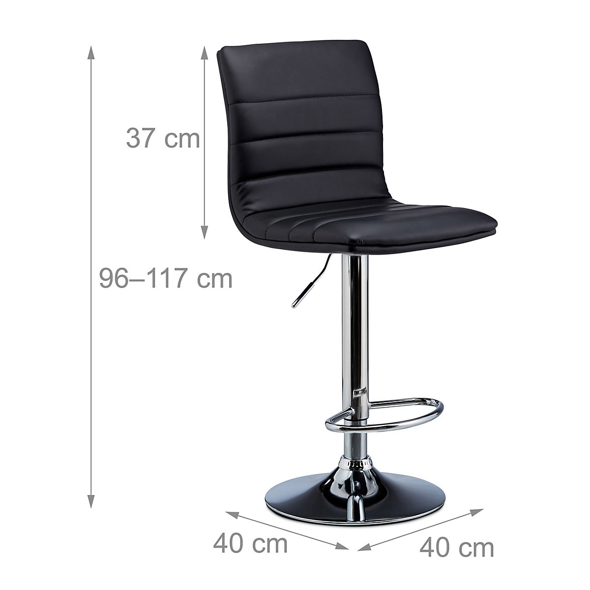 Barhocker 2er Set höhenverstellbar, schwarz, relaxdays | yomonda