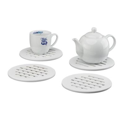 Bambus Topfuntersetzer 4er Set weiß, weiß, relaxdays | yomonda